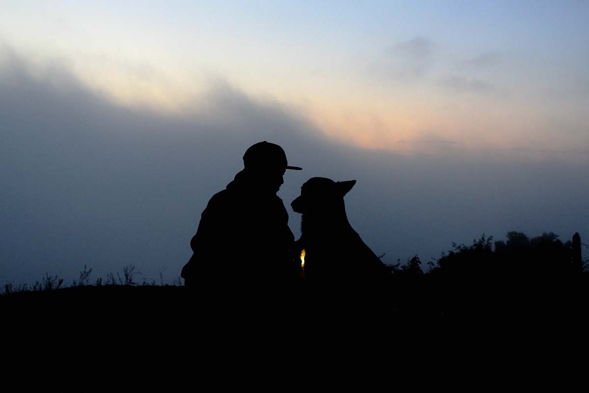 santa branca silhouette of man and dog brazil